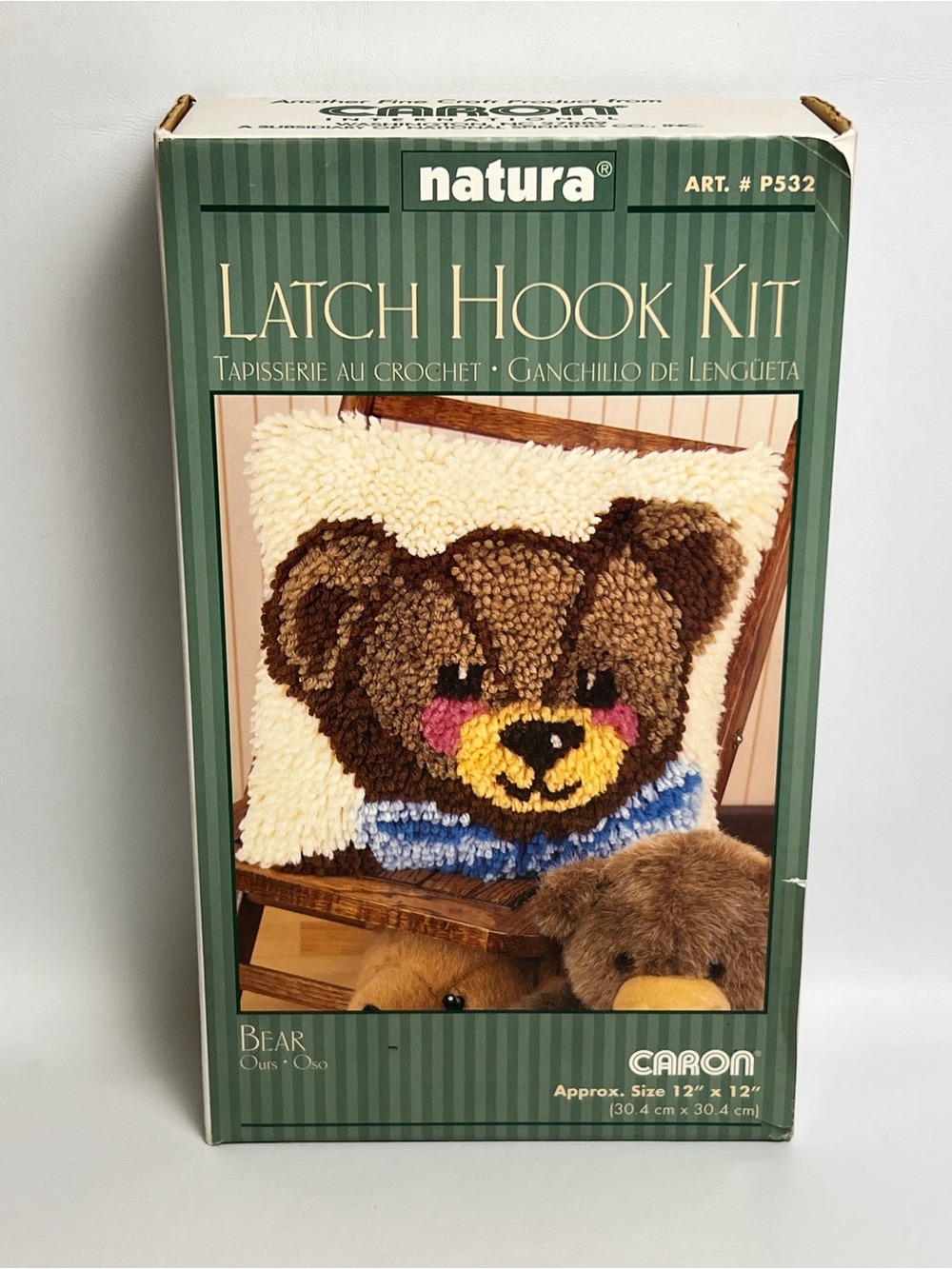 Caron Natura P532 Bear 12" X 12" Latch Hook Kit Made In USA NOS